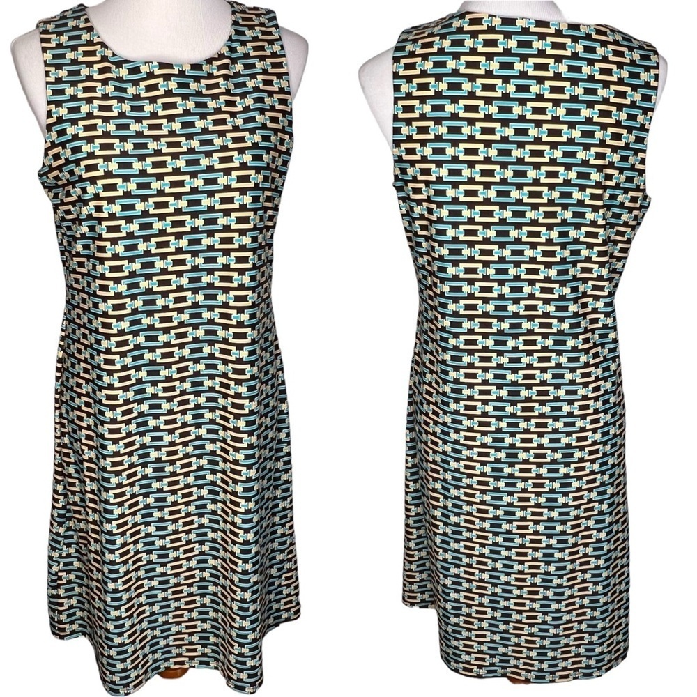 Jude Connally Beth Linked Chain Sleeveless Sheath Dress L Multicolor Flattering